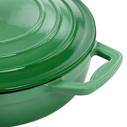 MegaChef 2 Quart Round Enameled Cast Iron Braiser Pan (Green)