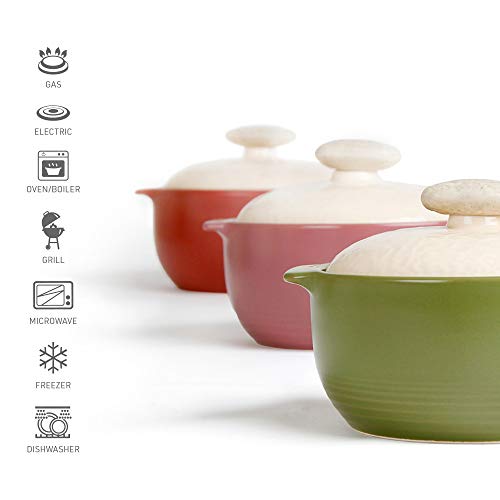 Neoflam Kiesel 2qt Non-Stick Ceramic Casserole Pot, Dutch Oven, Clay Pot, Stockpot For Stew, Soup, Steam, Scratch Resistant, Oven Safe, Heat Resistant, Plum