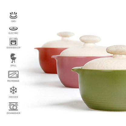 Neoflam Kiesel 2qt Non-Stick Ceramic Casserole Pot, Dutch Oven, Clay Pot, Stockpot For Stew, Soup, Steam, Scratch Resistant, Oven Safe, Heat Resistant, Plum