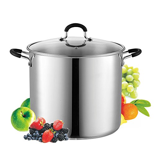 Cook N Home Professional Stainless Steel Stock Pot with Lid, Large Pot with Stay-Cool Handles, Cooking Pot for Pasta, Spaghetti, Compatible with Most Stovetops, Dishwasher Safe, 12-Quart