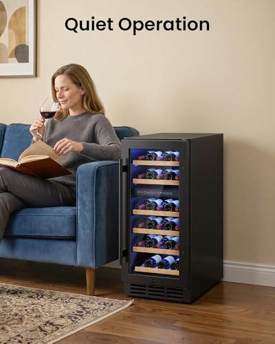 ICEVIVAL 15 Inch Wine Cooler Refrigerator, 28 Bottle Dual Zone Wine Fridge, UV-Resistant Glass Door, Quiet Compressor Cooling Digital Wine Cellar, Built-in or Freestanding Fridge for Home/Bar/Kitchen