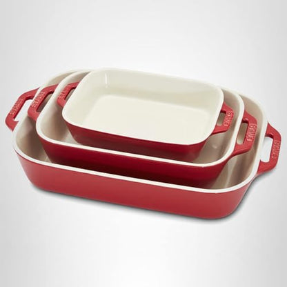Staub Ceramic 3-pc Rectangular Baking Dish Set - Cherry