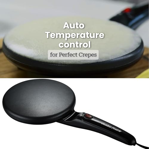 Electric Crepe Maker, 8" Crepe Pan Nonstick with Batter Spreader & Dipping Tray, 800W Quick Heat-Up & Auto Temperature Control for Perfect Pancakes, PFOA & BPA Free, Easy Clean Portable Griddle