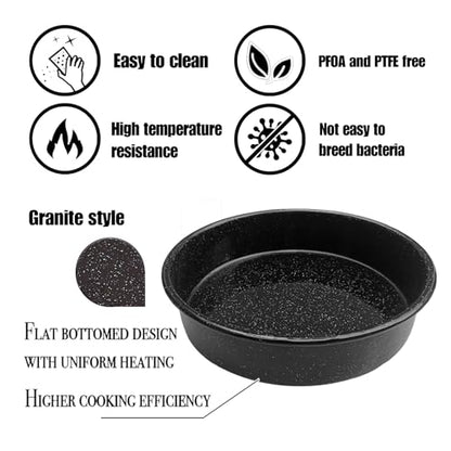 3-Pack Enamel Roasting Pan Set Round Deep Baking Pans Oven Trays10"/12"/14" Cake Pans High Performance Non-Toxic Pizza Pan Cookie Baking Sheets Oven Trays For Cooking Merry Christmas Gift for Mom