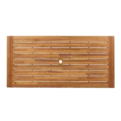 Christopher Knight Home Balew Acacia Wood Patio Dining Set for 4, Solid Wood Outdoor Dining Table Set for 4, 5 Piece Outdoor Dining Set with Rectangular Table and Woven Rope Accents, Teak+Beige