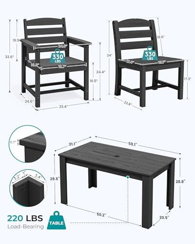 SERWALL Outdoor Dining Set for 10, w/ 2 Tables & 10 Chairs, Black