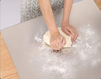 31.5”x 19.7” Stainless Steel Chopping Board with Lip, Large Steel Cutting Board with Rolling Pin, Metal Noodle Board Pastry Board Kneading Dough Board Stove Top Cutting Board for Kitchen
