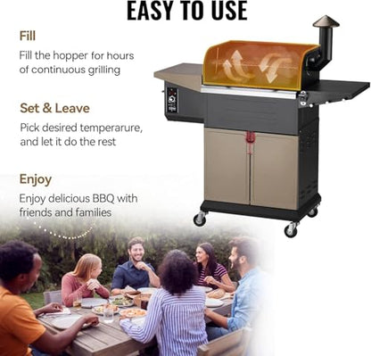Z GRILLS 8-in-1 Outdoor BBQ Grill with PID 3.0 Controller, Wood Pellet Smoker, Auto Temperature Control, Huge Storage Cabinet Side Shelf with Tool Hooks, 572 sq in Cooking Area for Camping Party