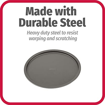 GoodCook Set of 4 Nonstick Steel 10 Inch Personal Pizza Pans Set, Gray