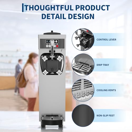 GarveeLife Commercial Soft Serve Ice Cream Machine - 21.2 QT/H Yield, 1500W Single-Flavor Countertop Maker with 6L Hopper, Touchscreen & Auto-Clean | Perfect for Restaurants & Snack Bars