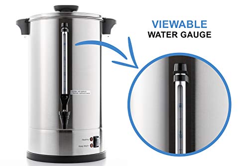 SYBO SR-CP-50B Commercial Grade Stainless Steel Percolate Coffee Maker Hot Water Urn for Catering, 50-Cup 8 L, Metallic