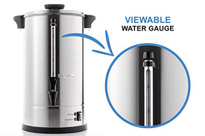 SYBO SR-CP-50B Commercial Grade Stainless Steel Percolate Coffee Maker Hot Water Urn for Catering, 50-Cup 8 L, Metallic