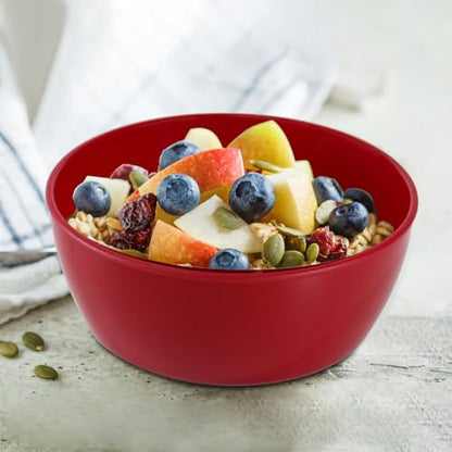 SCWBOEII 4-Piece Classic Plastic Bowls with Lids, – 8/16/24/32oz Nesting Plastic Small Mixing Bowl Set for Mixing, Baking, Prepping, Cooking and Serving Food, Microwave and Dishwasher Safe