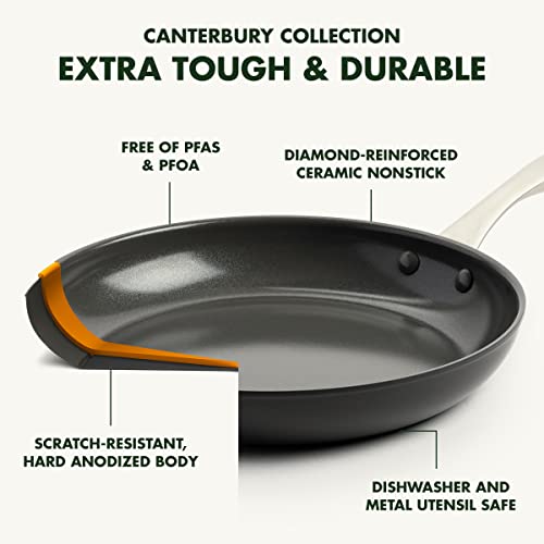 GreenPan Canterbury 10 Piece Cookware Pot and Pans Set, Hard Anodized PFAS-Free Healthy Ceramic Nonstick, Stainless Steel Handles, Versatile Cooking Essentials, Dishwasher & Oven Safe, Clay