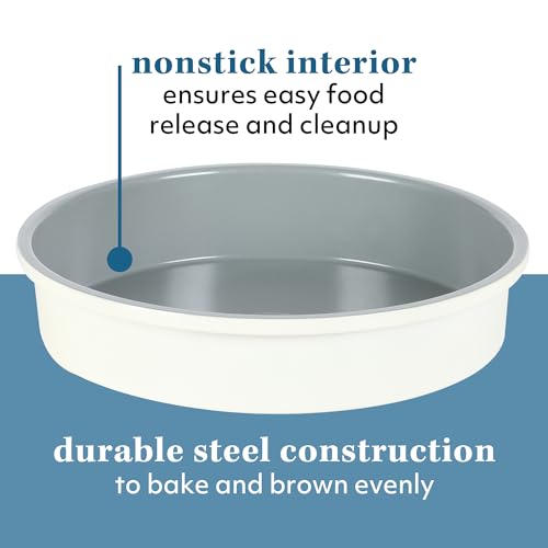 Sur La Table Kitchen Essentials Bake Sale 9 Inch PFOA, PFAS, PTFE Free Nonstick Round Cake Pan - Linen White
