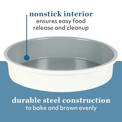 Sur La Table Kitchen Essentials Bake Sale 9 Inch PFOA, PFAS, PTFE Free Nonstick Round Cake Pan - Linen White