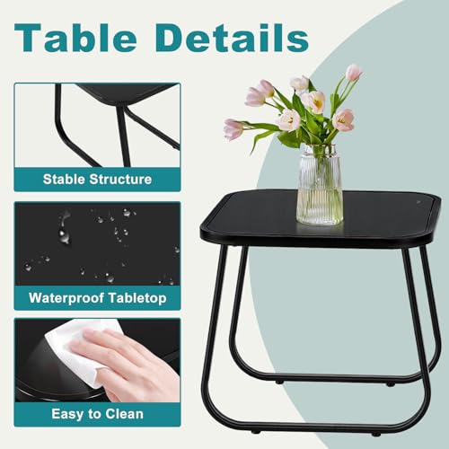 DUMOS 3 Piece Patio Furniture Set，Outdoor Patio Furniture Set with Table, Patio Sectional Bistro Sets for Lawn, Garden, Balcony, Poolside