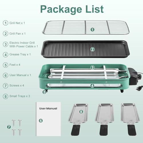 Electric Indoor Grill Smokeless, 1500W 2-in-1 Korean BBQ & Raclette Table Grill with Non-Stick Removable Plates, 5-Temp Control, Dishwasher Safe, Portable Indoor Grills for Kitchen & Family