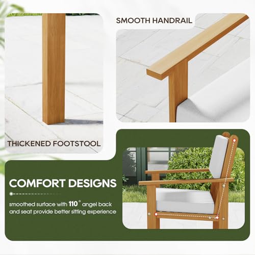 FDW 3-Piece Patio Furniture Set | Natural | Made of Acacia Wood