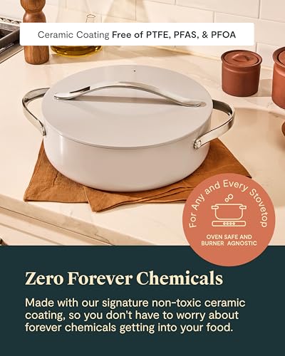 Caraway Rondeau - 6 Qt Non-Stick Pan with Lid - Free From Forever Chemicals - Perfect for Searing, Braising, & Roasting - Navy