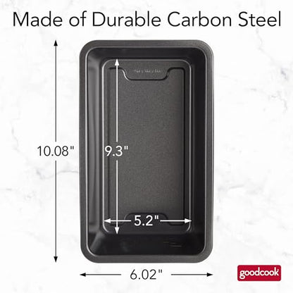 GoodCook PRO Loaf Pan Nonstick Carbon Steel Bakeware with Easy-Clean Non-Stick Coating, Oven & Dishwasher Safe Pan for Breads Pound Cakes Banana Breads & More, 9 x 5-Inch, Gray
