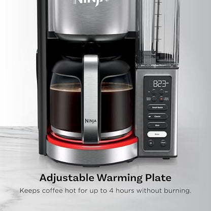 Ninja Fresh Brew™ Drip Coffee Maker, Programmable 14 Cup Glass Carafe, Classic and Rich, 70 Ounces Removable Water Reservoir, Small Batch, Delay, Adjustable Warming Plate, Stainless Steel, CE451