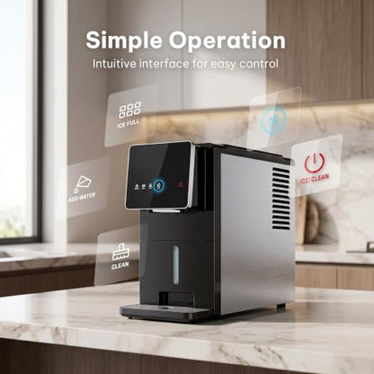 Marsail Nugget Ice Maker Countertop, Self Dispensing Ice Machine with Auto Drop System, Self Cleaning Portable Ice Maker, 40 lbs/Day Soft Chewable Nugget Ice for Home Kitchen Party