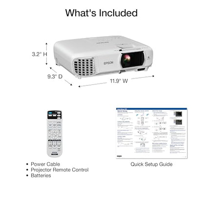 Epson Home Cinema 1100 3-Chip 3LCD Wireless 1080p Projector Streaming with Apple AirPlay, Miracast, Media Room/Gaming, 3,400 Lumens Color and White Brightness, Speaker, 16000:1 Contrast, 2x HDMI