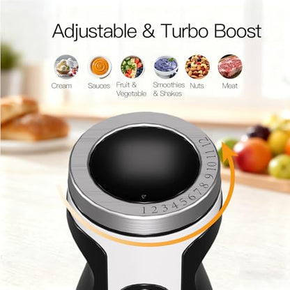 MEGAWISE Immersion Hand Blender, 800W DC Motor, Variable Speed Control