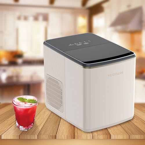 Frigidaire, Countertop Ice Maker, 26 lbs per Day – Fast Bullet Ice Making Machine with Touch Display, 9 Pieces in 7–15 Minutes, Portable Ice Machine for Home Kitchen, Office & RV, Vanilla