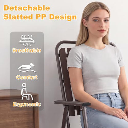 CHINNLUU Outdoor Patio Dining Chairs Set of 2, No Table, No Assembled Slatted PP Folding Chairs for Small Bistro Furniture for Lawn Backyard Balcony Poolside