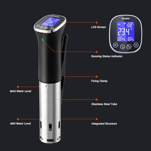 INKBIRD WiFi Immersion Circulator for Sous Vide, IPX7 Waterproof 1000W Sous Vide Cooker, Accurate Sous Vide Machine with Free App Recipes, Stainless Steel Immersion Cooker & Sous Vide Circulator