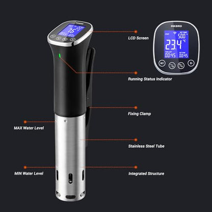 INKBIRD WiFi Immersion Circulator for Sous Vide, IPX7 Waterproof 1000W Sous Vide Cooker, Accurate Sous Vide Machine with Free App Recipes, Stainless Steel Immersion Cooker & Sous Vide Circulator