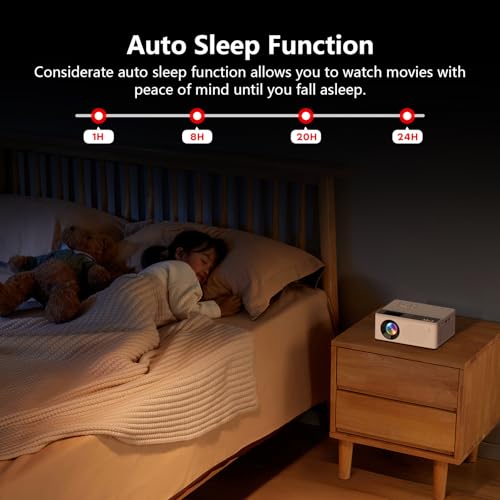TMY 1080P Full HD Portable Mini Projector, Bluetooth Movie Projector, Compatible with TV Stick/Smartphone/PC/Game Console/HDMI/USB, Indoor & Outdoor Use, Built in Netflix app
