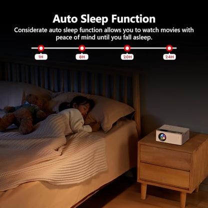 TMY 1080P Full HD Portable Mini Projector, Bluetooth Movie Projector, Compatible with TV Stick/Smartphone/PC/Game Console/HDMI/USB, Indoor & Outdoor Use, Built in Netflix app