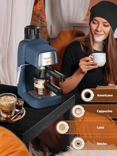 KEENSTAR 3.5Bar Espresso Machine with Milk Frother, 800W Compact Espresso and Cappuccino Maker, Preheating Function, 4-Cup Espresso Maker for Latte or Cappuccino, Gift for Coffee Lovers Upgrade