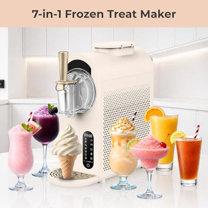 Whynter 7-in-1 Soft Serve Ice Cream and Slushy Machine, 1.6 Quarts, with Built-in Compressor, Self-Cleaning Mode, LCD Touch Control, and Adjustable Firmness, (Gold White)