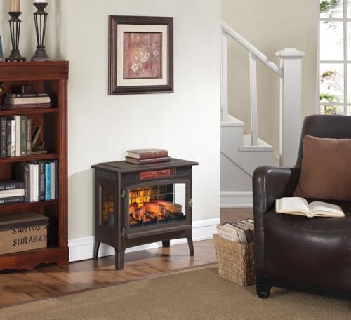 duraflame Freestanding Electric Fireplace Stove Heater with 3D Flame Effect for 1,000 Sq. Ft, Bronze