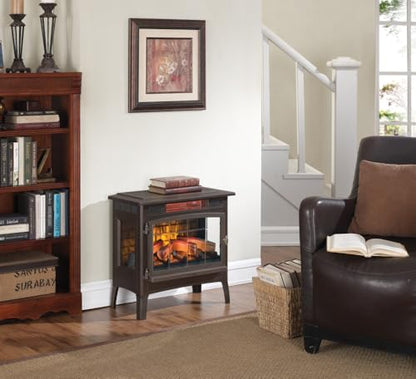 duraflame Freestanding Electric Fireplace Stove Heater with 3D Flame Effect for 1,000 Sq. Ft, Bronze
