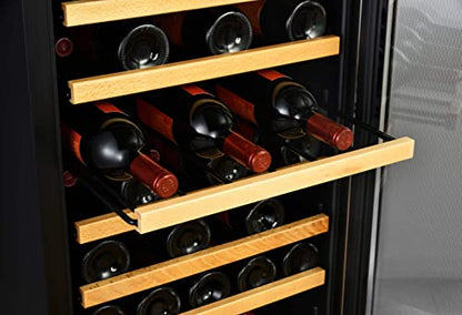 EdgeStar CWF440SZ 20 Inch Wide 44 Bottle Capacity Free Standing Wine Cooler with Reversible Door and LED Lighting