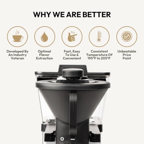 SimplyGoodCoffee Coffee Maker/Coffee Machine. 8 Cup Automatic Drip Pour Over Coffee Brewer. Easy To Use, Durable Stainless, Gold Cup Standard