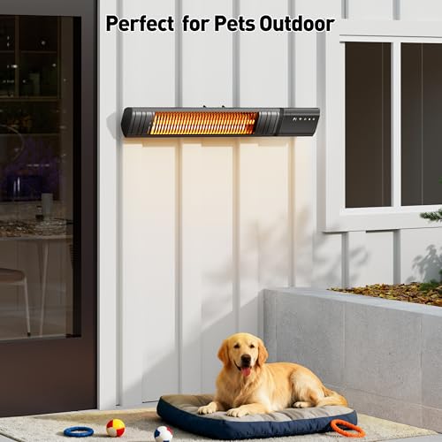 Ceiling Electric Outdoor Heater Wifi Control Wall-Mounted Hanging Patio 1500W Infrared 9 Heat Levels, 24H Timers, Carbon Fiber Tube Heating Wall Heater for Gazebo, Balcony