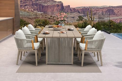 PURPLE LEAF 7 Pieces Outdoor Dining Set, Aluminum Outdoor Patio Table and Chairs Set with Olefin Cushions, All-Weather Patio Dining Set for Garden or Deck, Beige