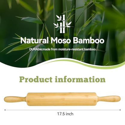 17.5 inch Wooden Rolling Pin for Baking - Long Dough Roller for All Baking Needs