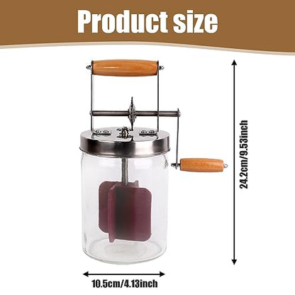 Butter Churner|Butter Churner 1500ml Manual Hand Crank Wide Mouth Cream Homemade Churn Washable Maker for Home Kitchen Restaurant