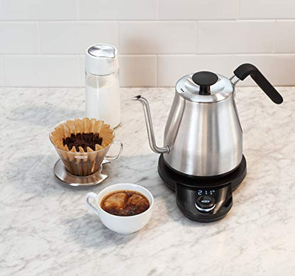 OXO Brew Adjustable Temperature Pour Over Kettle, 1 L, Gooseneck Electric Kettle, Stainless Steel with Timer