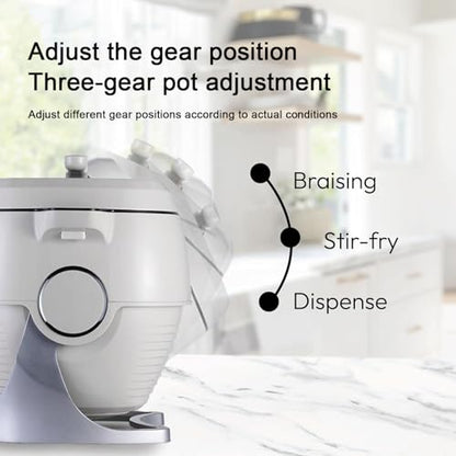 2000W Auto Stir Fry Wok, 6L Smart Touch Cooking Robot, 360° Rotating 3D Induction Heating for Fried Rice & Stews, Smokeless Kitchen Essential