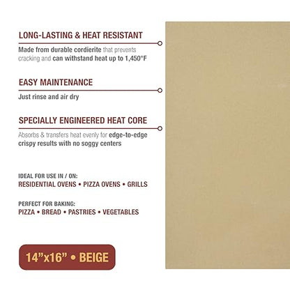 Old Stone Pizza Kitchen Rectangular Pizza Stone for Oven and Grill, 14x16-Inch