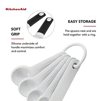 KitchenAid Plastic Measuring Spoons, Set Of 5, White