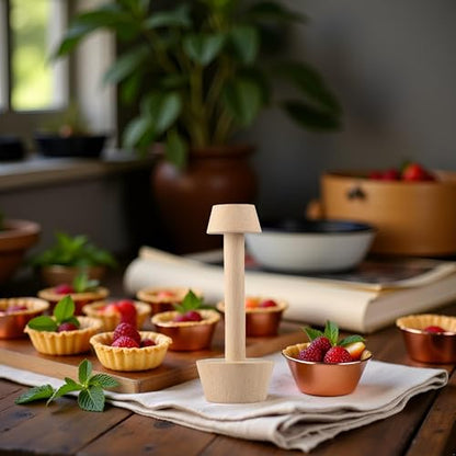 Jinshining Tart Tamper Pastry Tamper Double Side Wooden Egg Tart Tamper Mold DIY Cake Pastry Pusher for Kitchen Party Baking Tools, Pie, Tart and Quiche Pans, 1